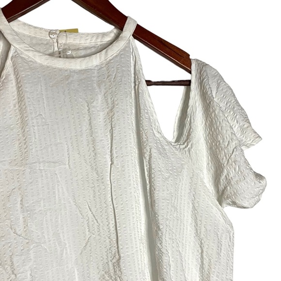 Michael Michael Kors White Textured Halter Neck Cold Shoulder Top Extra Large XL - Picture 9 of 16